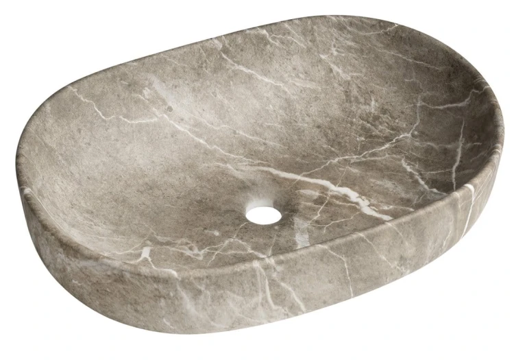 CALEO umywalka ceramiczna nabłatowa, 60x42cm, breccia marmor