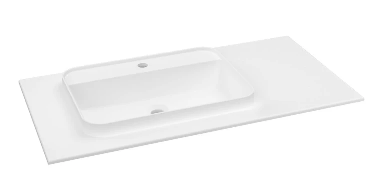 BRAHEA umywalka 101x51,5cm, (80+20cm) Rockstone, prawy, biały mat