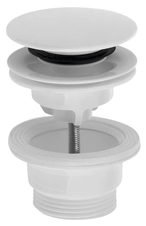 Korek umywalkowy 5/4“, klik-klak, duży grzybek, ABS/biały