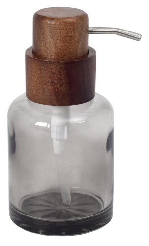 FIGO dozownik mydła 300ml, szkło dymione/drewno