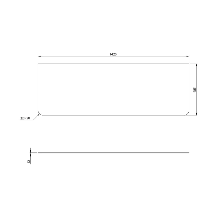 Rysunek techniczny - KERALA blat Rockstone 142x1,2x48,5cm, biały mat
