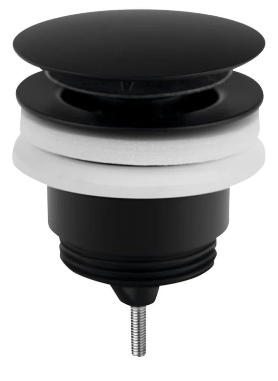 Odpływ umywalkowy 5/4”, klik-klak, duży korek, 10-45mm, czarny mat