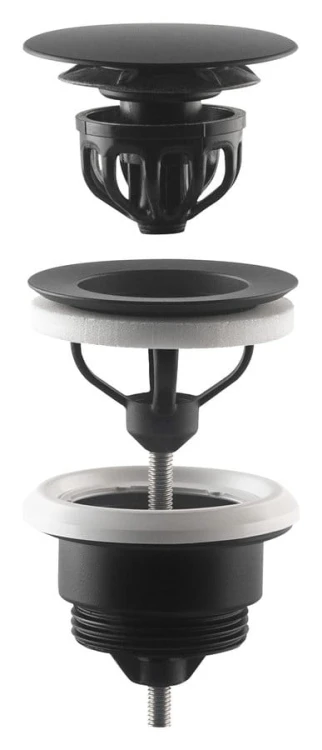 Odpływ umywalkowy 5/4”, klik-klak, duży korek, 10-45mm, czarny mat #4