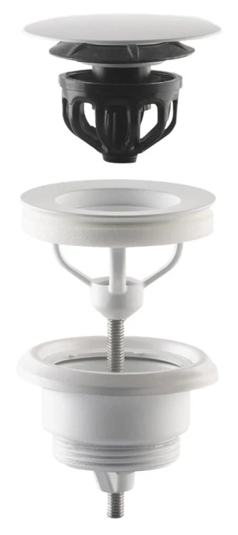 Odpływ umywalkowy 5/4”, klik-klak, duży korek, 10-45mm, biały mat #3