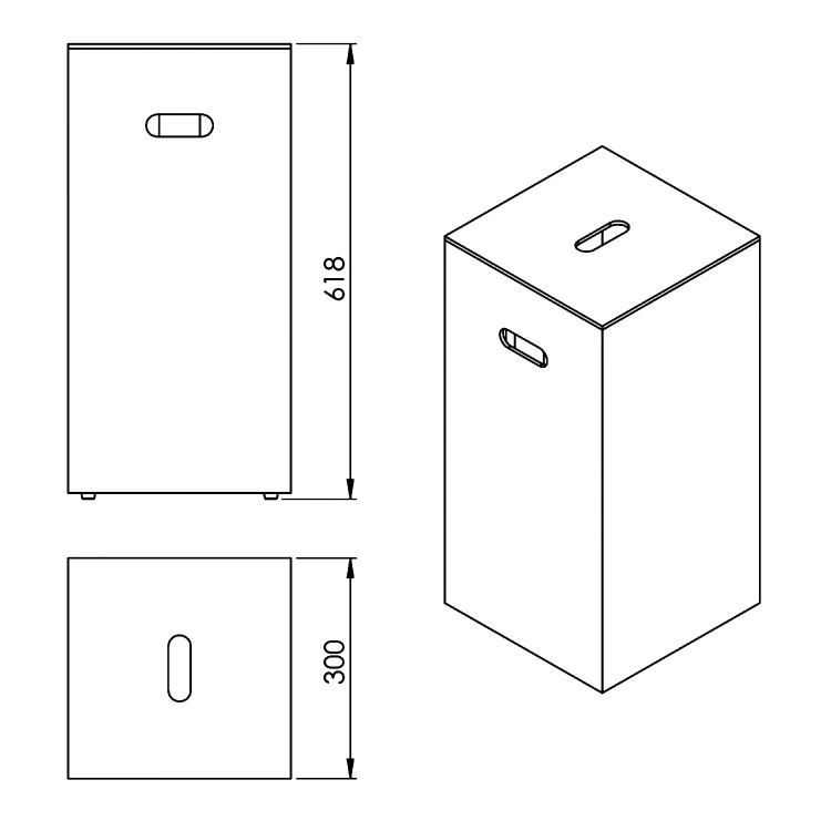 Rysunek techniczny - LUXURY kosz na bieliznę 30x61,8x30cm, biały