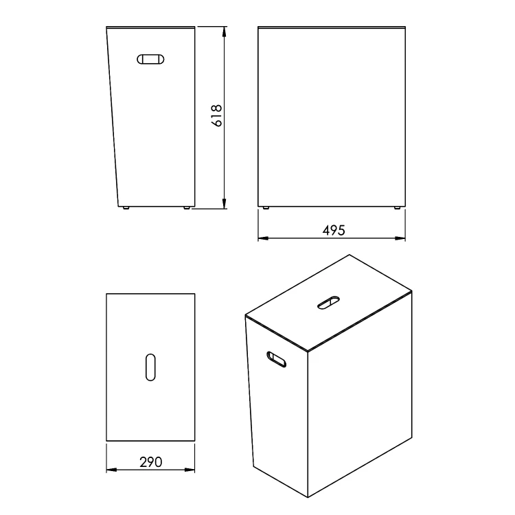 Rysunek techniczny - LUXURY kosz na bieliznę 49,5x61,8x29cm, biały