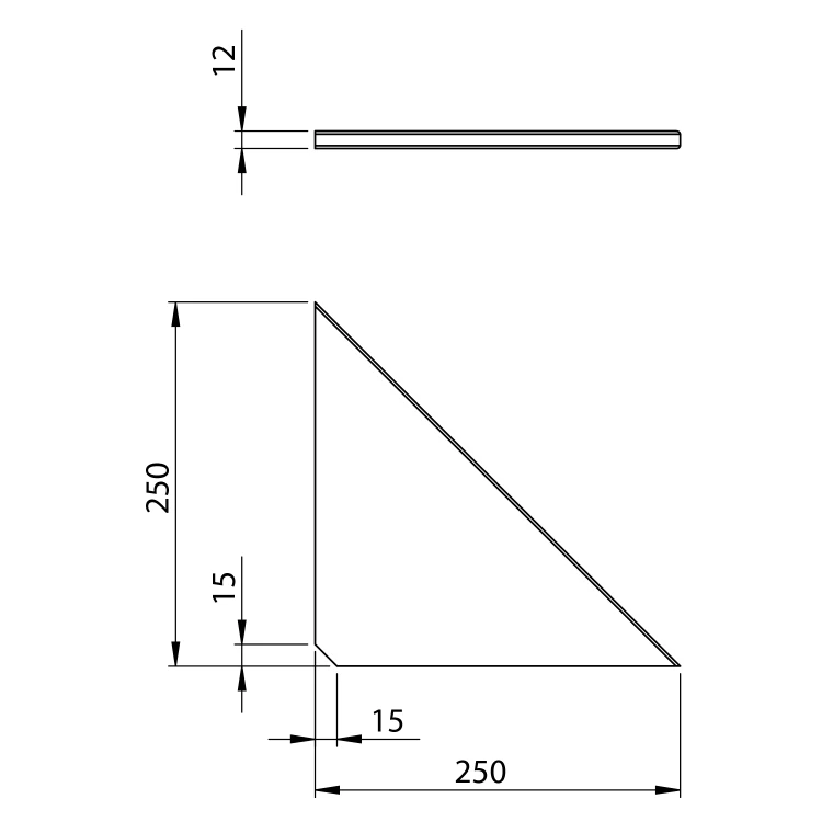 Rysunek techniczny - ABELINE półka narożna Rockstone 250x250mm, concrete