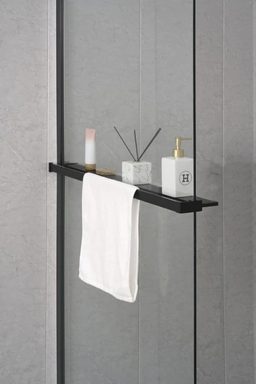 Półka z funkcją skracania do kabiny prysznicowej Walk-in 60-140cm, czarny mat #6