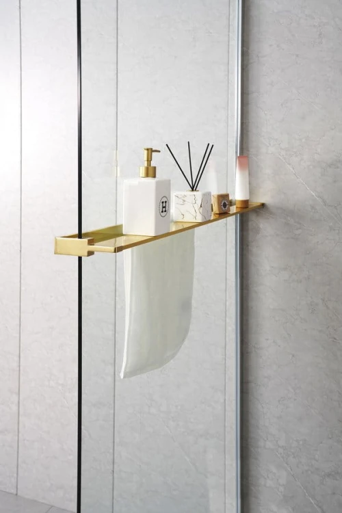 Półka z funkcją skracania do kabiny prysznicowej Walk-in 60-140cm, złoto mat #8