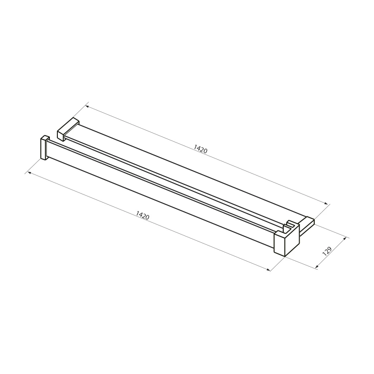 Rysunek techniczny - Półka z funkcją skracania do kabiny prysznicowej Walk-in 60-140cm, złoto mat