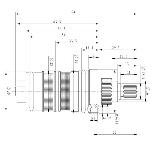 Rysunek techniczny - Głowica termostatyczna zamienna