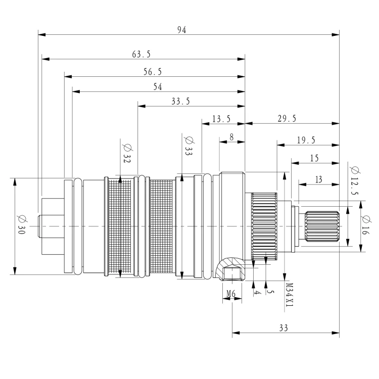 Rysunek techniczny - Głowica termostatyczna zamienna