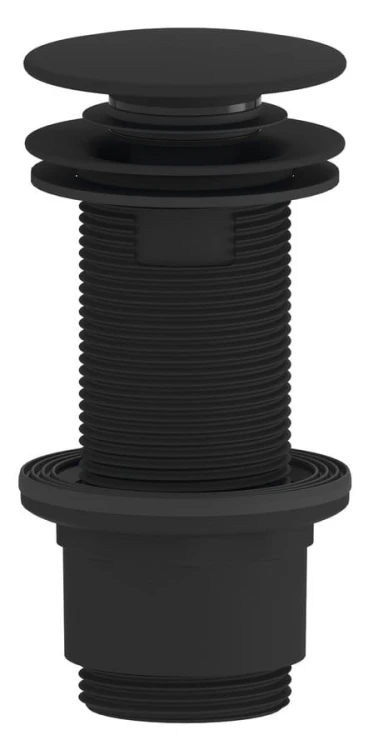 Odpływ umywalkowy 5/4”, klik-klak, duży korek, 10-80mm, ABS/czarny mat
