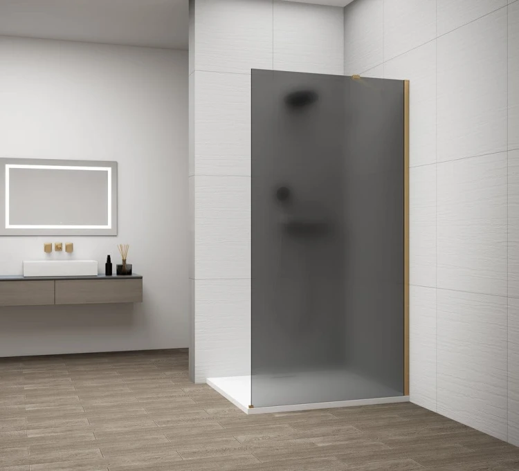 ESCA GOLD MATT jednoczęściowa kabina przysznicowa Walk-In, montaż przy ścianie, szkło mat dymione, 700 mm #2