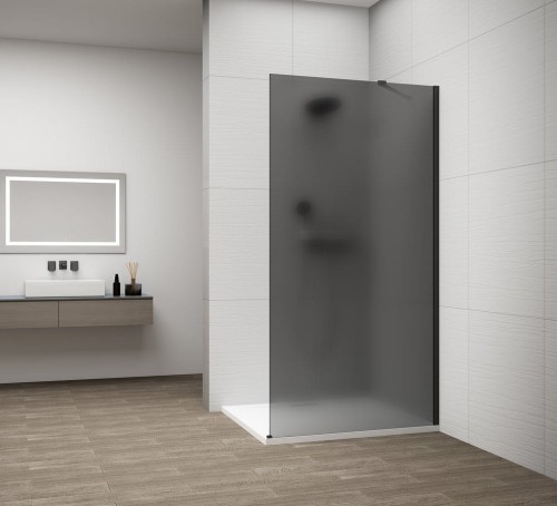 ESCA BLACK MATT jednoczęściowa kabina przysznicowa Walk-In, montaż przy ścianie, szkło mat dymione, 1000 mm #2