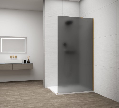 ESCA GOLD MATT jednoczęściowa kabina przysznicowa Walk-In, montaż przy ścianie, szkło mat dymione, 1000 mm #2