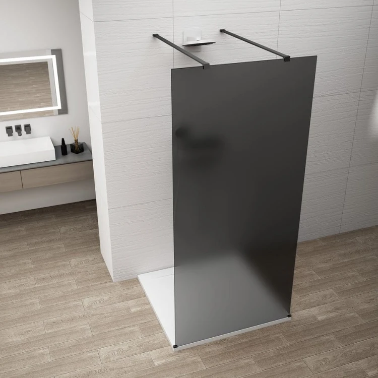 ESCA BLACK MATT jednoczęściowa kabina przysznicowa Walk-In, szklo dymione, 1200 mm