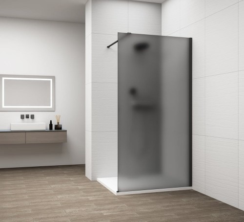 ESCA BLACK MATT jednoczęściowa kabina przysznicowa Walk-In, montaż przy ścianie, szkło mat dymione, 1400 mm