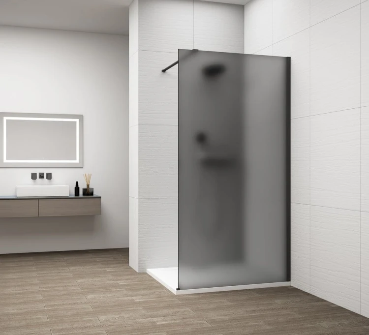 ESCA BLACK MATT jednoczęściowa kabina przysznicowa Walk-In, montaż przy ścianie, szkło mat dymione, 1400 mm