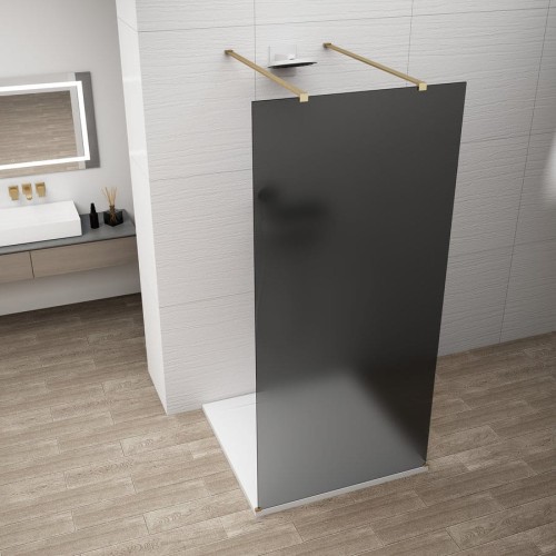 ESCA GOLD MATT jednoczęściowa kabina przysznicowa Walk-In, szklo dymione, 1400 mm