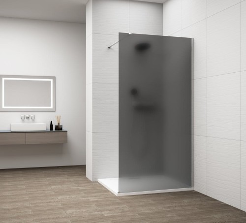 ESCA CHROME jednoczęściowa kabina przysznicowa Walk-In, montaż przy ścianie, szkło mat dymione, 1500 mm