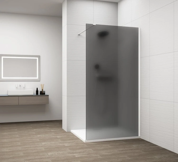 ESCA WHITE MATT jednoczęściowa kabina przysznicowa Walk-In, montaż przy ścianie, szkło dymione mat, 1500 mm