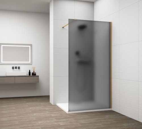 ESCA GOLD MATT jednoczęściowa kabina przysznicowa Walk-In, montaż przy ścianie, szkło dymione mat , 1500 mm
