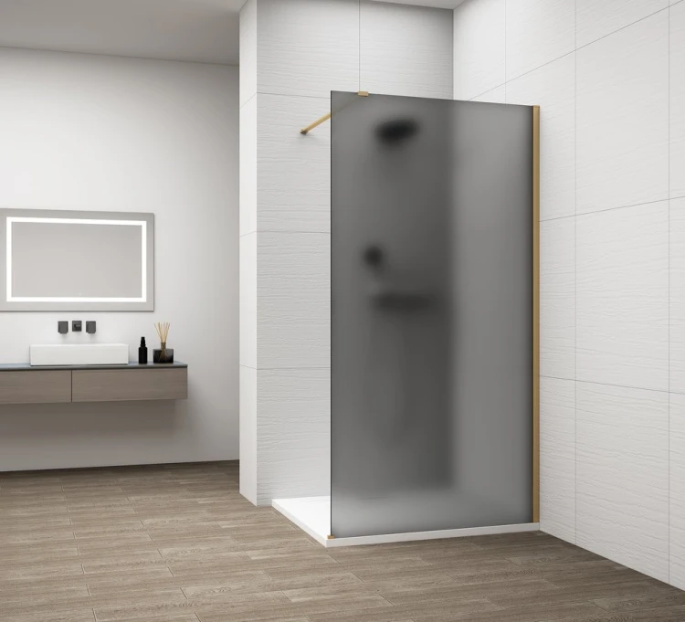 ESCA GOLD MATT jednoczęściowa kabina przysznicowa Walk-In, montaż przy ścianie, szkło dymione mat , 1500 mm