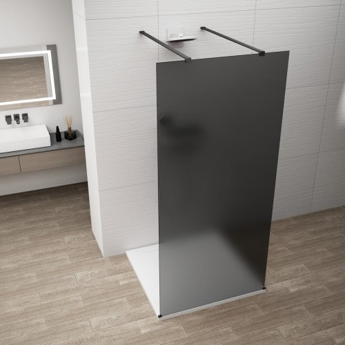 ESCA BLACK MATT jednoczęściowa kabina przysznicowa Walk-In, szklo dymione, 1500 mm