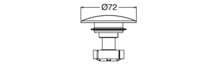 Rysunek techniczny - Korek zapasowy klik-klak, 72 mm, chrom