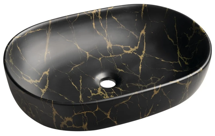 CALEO umywalka ceramiczna nablatowa, 60x42cm, marmur portoro