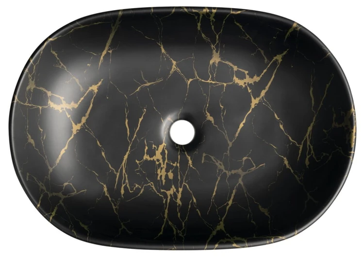 CALEO umywalka ceramiczna nablatowa, 60x42cm, marmur portoro #5