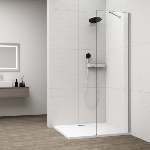 ESCA CHROME jednoczęściowa kabina przysznicowa Walk-In, montaż przy ścianie, szkło czyste, 300 mm