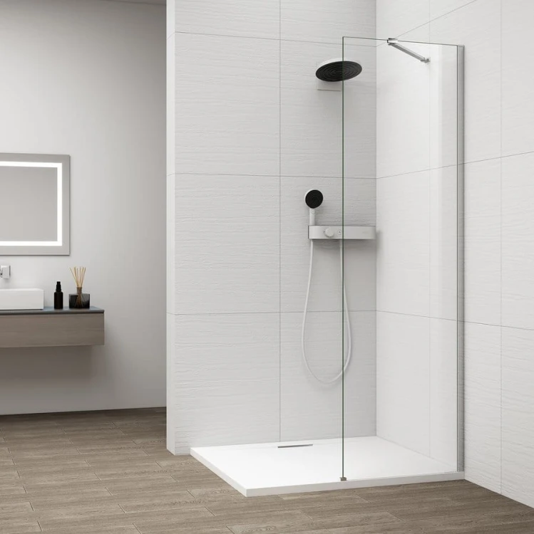 ESCA CHROME jednoczęściowa kabina przysznicowa Walk-In, montaż przy ścianie, szkło czyste, 400 mm