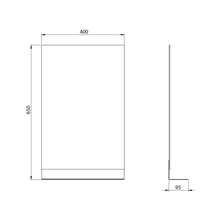 Rysunek techniczny - SECA Lustro z półką 40x65cm, CU free, czarny mat