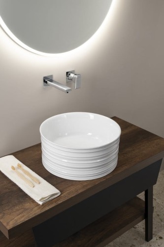 ALETTE ceramiczna umywalka nablatowa, wysoka, średnica 41cm, biały #2