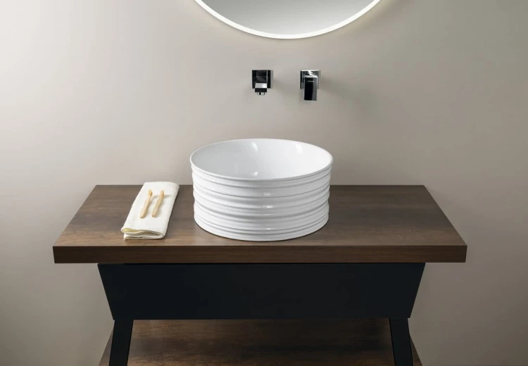 ALETTE ceramiczna umywalka nablatowa, wysoka, średnica 41cm, biały #3