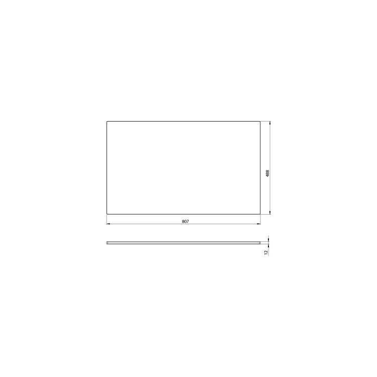 Rysunek techniczny - PREMIO blat kompaktowy 80,7x1,2x48,8cm, czarny mat
