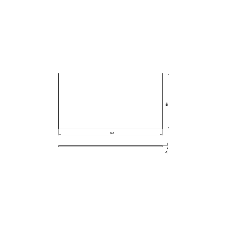 Rysunek techniczny - PREMIO blat kompaktowy 90,7x1,2x48,8cm, czarny mat