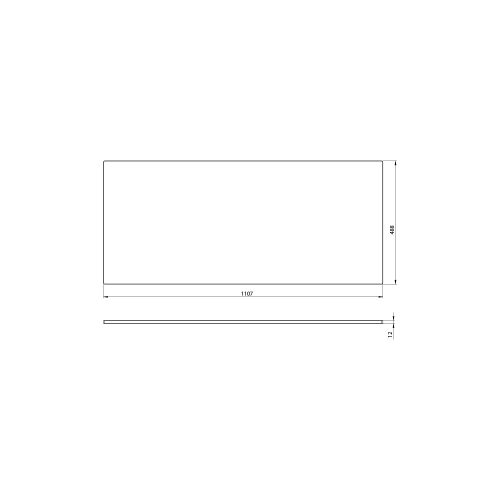 Rysunek techniczny - PREMIO blat kompaktowy 110,7x1,2x48,8cm, czarny mat
