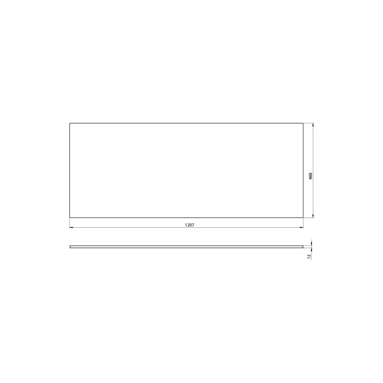 Rysunek techniczny - PREMIO blat kompaktowy 120,7x1,2x48,8cm, czarny mat