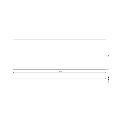 Rysunek techniczny - PREMIO blat kompaktowy 150,7x1,2x48,8cm, czarny mat