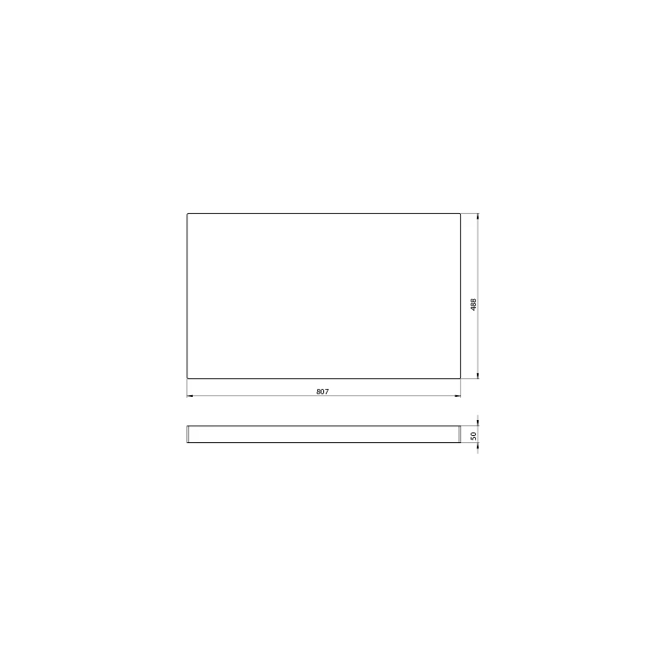 Rysunek techniczny - AVICE blat pod umywalkę 80,7x48,8cm, grubość 5cm, dąb Rover