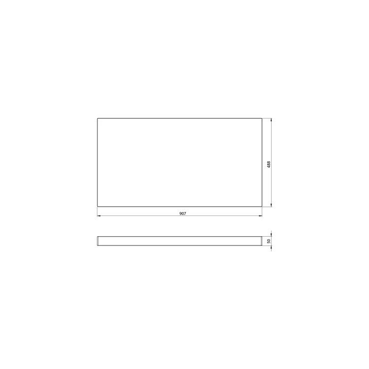 Rysunek techniczny - AVICE blat pod umywalkę 90,7x48,8cm, grubość 5cm, dąb Rover