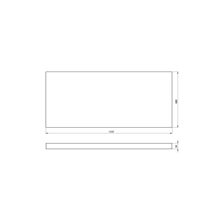 Rysunek techniczny - AVICE blat pod umywalkę 110,7x48,8cm, grubość 5cm, dąb Rover