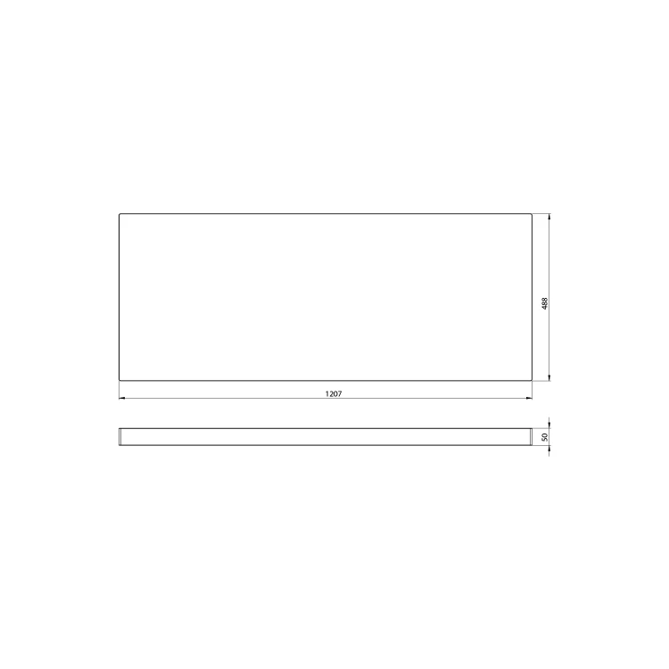 Rysunek techniczny - AVICE blat pod umywalkę 120,7x48,8cm, grubość 5cm, dąb Rover