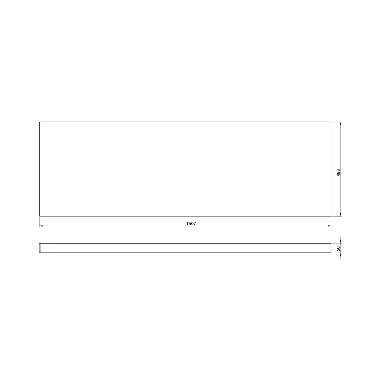 Rysunek techniczny - AVICE blat pod umywalkę 150,7x48,8cm, grubość 5cm, dąb Rover