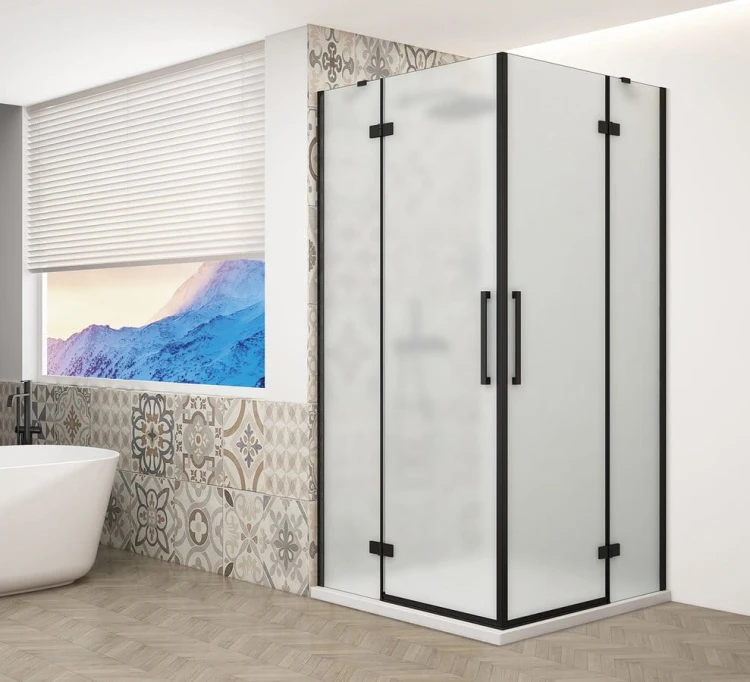 TRINITY BLACK kabina prysznicowa 1200x1100mm, wejście z rogu, szkło matowe