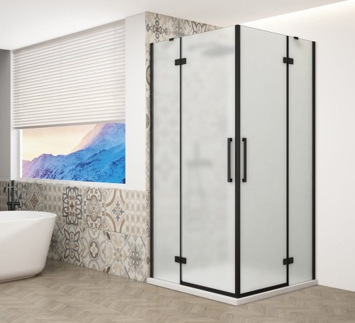 TRINITY BLACK kabina prysznicowa 1100x800mm, wejście z rogu, szkło matowe