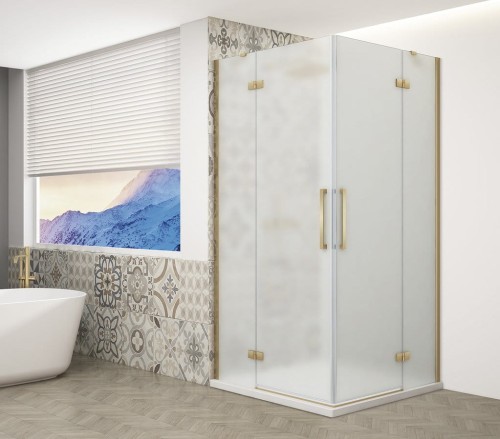 TRINITY GOLD MATT kabina prysznicowa 1100x800mm, wejście z rogu, szkło matowe